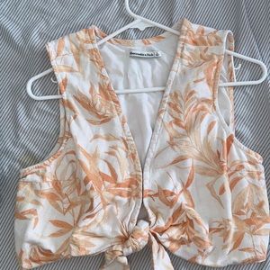 Abercrombie Tie Front Tropical Crop Top